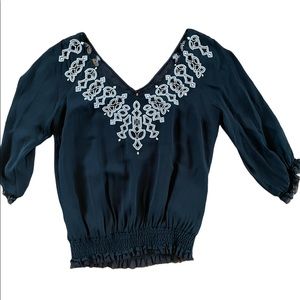 White House Black Market - Black V-Neck Top - Size Medium